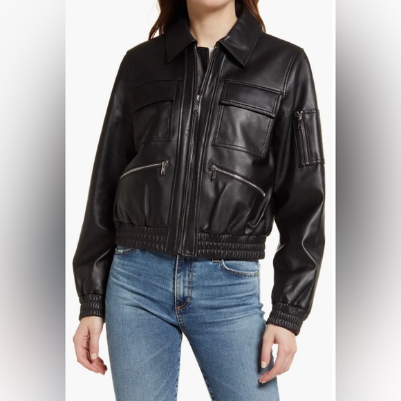 Sam Edelman leather bomber jacket - Picture 1 of 5